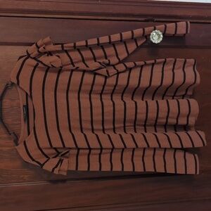 Lane Bryant Brown Striped Blouse